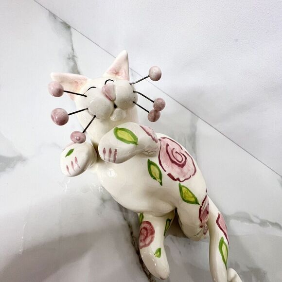 Lacombe WhimsiClay Floral Playful Cat Figurine - Picture 3 of 11